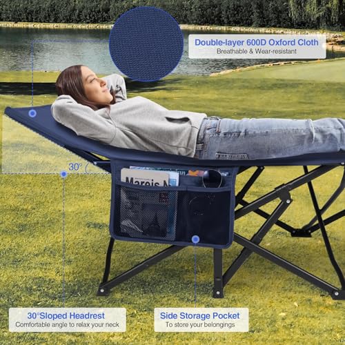 Image of REDCAMP Oversized Heavy Duty Camping cots for Adults 500lbs, Extra Wide Tall Portable Sleeping Cots, XL Cots for Outdoor or Indoor Office, Blue