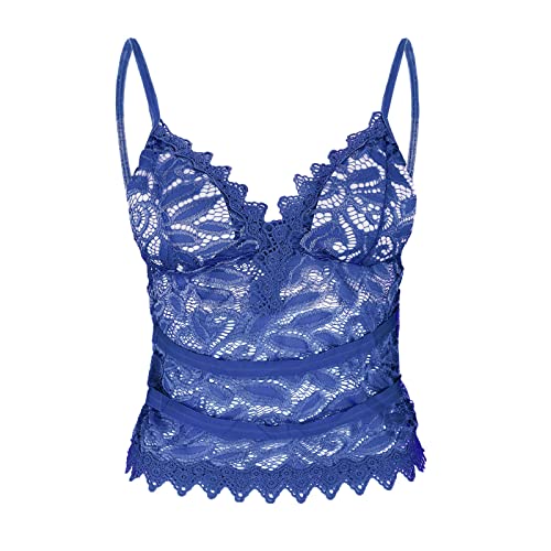Lencería íntima Bra Tops Confort con Liga Bra Lencería Cinturones Mujeres Yoga Sexy Wireree Conjunto Lencería Vendaje, azul, XXL