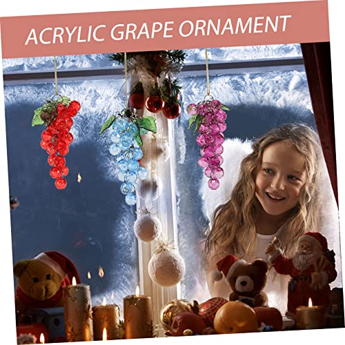 Yarnow 4Pcs Artificial Grapes Home Goods Decor Wedding Decorations For Ceremony Artificial Fruit Grapes Crystal Glass Fruit Christmas Grape Ornament Grape Decoration Home Supplies Pendant #TOP5