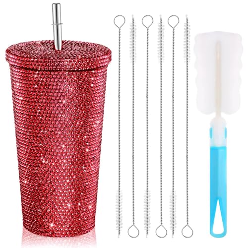 TOWARDSNAN Taza térmica de doble pared con pajita, portátil, de acero inoxidable, adecuada para bebidas frías y calientes