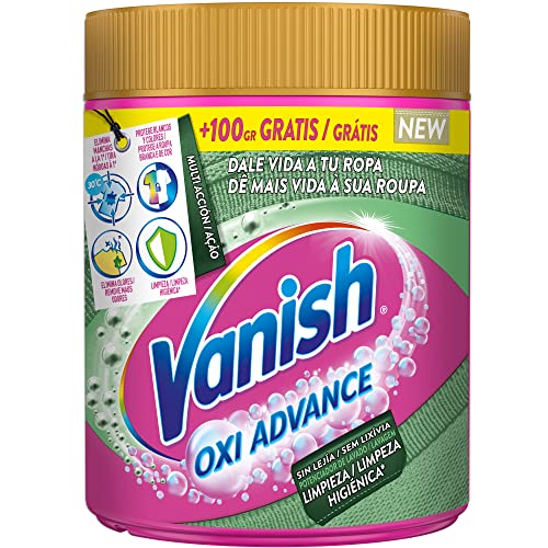 Vanish Oxi Advance Higiene - Quitamanchas multibeneficio para la ropa, limpieza higiénica, elimina olores y potenciador del lavado, en polvo, sin lejía - 400gr + 100 GR Cover