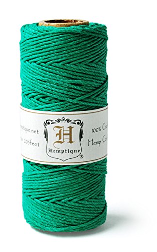 Hemptique 100% Hemp Cord Spool - 62.5 Meter Hemp String - Made with Love - No. 20 ~ 1mm Cord Thread for Jewelry Making, Macrame, Scrapbooking, DIY, & More - Green