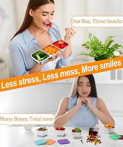 Image of Motka Premium 600 ml 3-Compartment Bento Lunch Box | Stainless Steel Slim Compact Tiffin | Leak-Proof Food Container| BPA & Odour-Free| Dishwasher Safe | Ideal for Office, Travel & School (Natural)