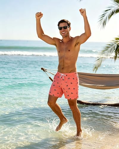 Image of SURF CUZ Mens Swim Trunks with Compression Liner Swim Shorts 7 inch Swimming Trunks Stretch 7 Inch Swim Suits Quick Dry
