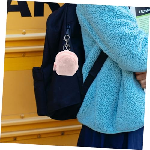 Plush Purse for Little Girl Soft Portable Mini Coin Pouch with Keyring Compact Cute Plush Bag for Earphone and Key Storage4