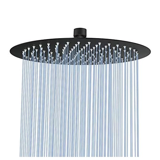 NearMoon Rain Shower Head, Large Stainless Steel High Flow Bath Shower, Ultra Thin Design Rainfall Booster Showerhead Waterfall Body Covering, Ceiling or Wall Mount (12 Inch, Matte Black)