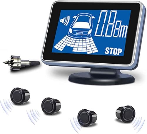 Sistema de radar de copia de seguridad inversa del vehículo del coche con 4 sensores de estacionamiento Kit de detección de distancia trasera