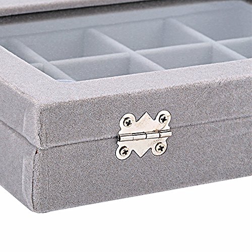 image for Sky Piea 24 Grid Velvet Glass Jewelry Box Jewellery Organiser Earring 