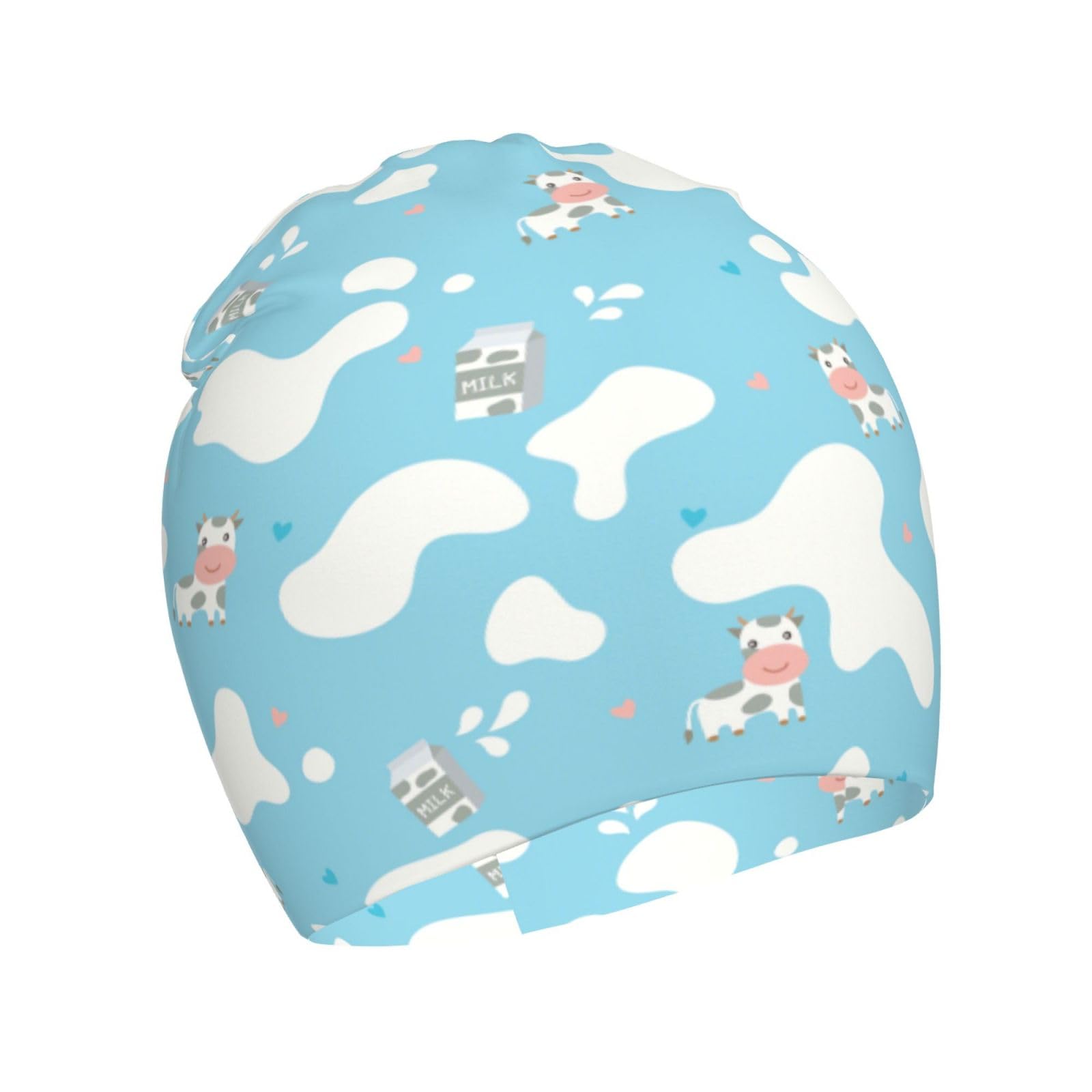 Cow Print Animal Pattern Kids Beanie Hats Warm Knit Beanie Cap Skull Caps Gifts Decor for Boys Girls White