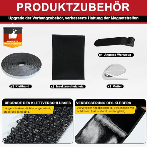 ZUIYIN Fliegengitter für Fenster - 150x180cm - Ohne Bohren Insektenschutz Fenster Zuschneidbar mit Starker Klettband Fliegennetz & Mückennetz für Fenster