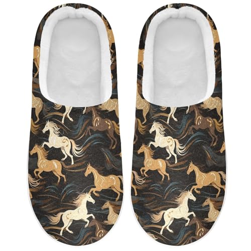 Womens Men's Animal Horse Slippers,Memory Foam Slippers for Home,Bedroom Slippers Fluffy Fuzzy Slippers House Shoes for Women Men 213422482