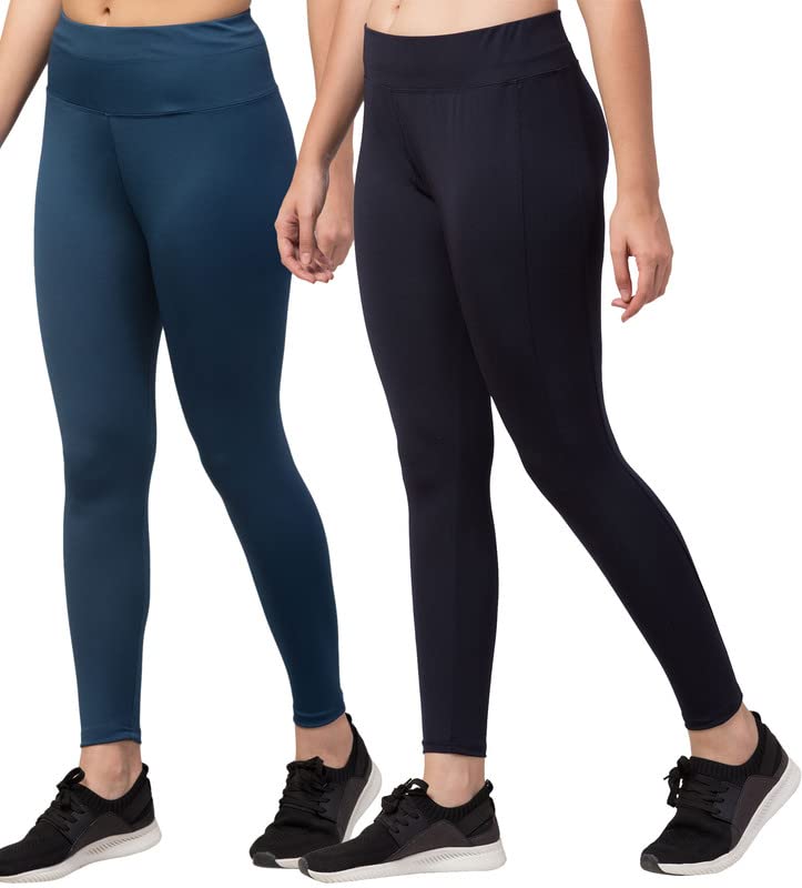 Image of BLUECON Gym wear Leggings Ankle Length Workout Pants | Stretchable Tights | Mid Waist Sports Fitness Yoga Track Pants for Girls & Women (Pack of 2)