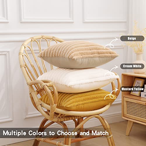 Pallene P-01 Faux Fur Plush Throw Pillow Covers 18X18 Set Of 2 thumb #5