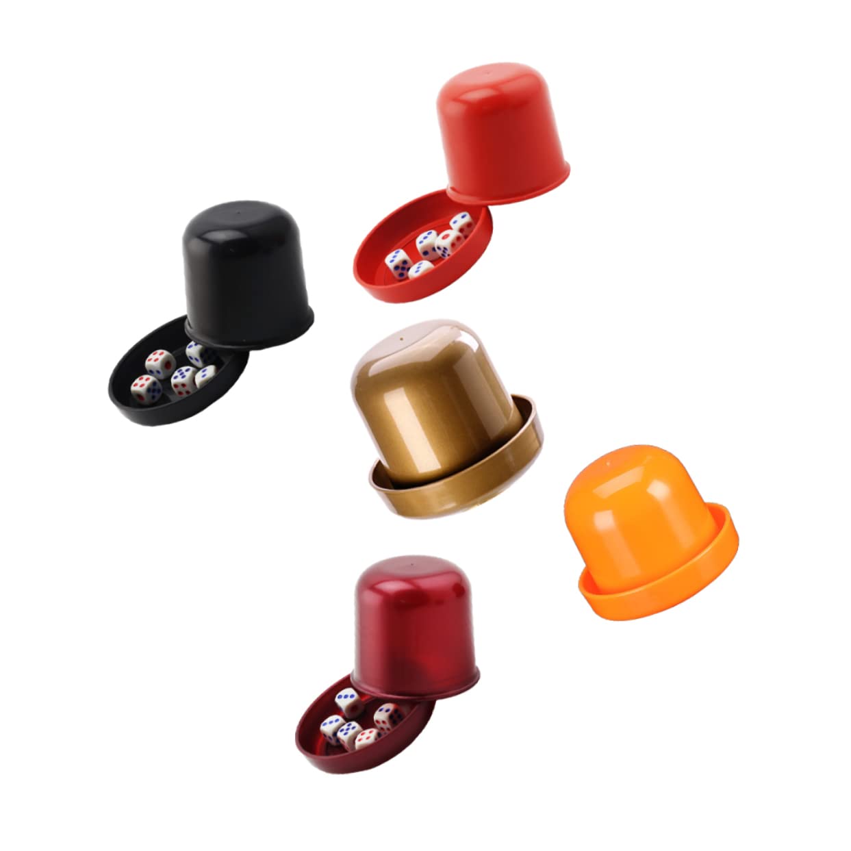 TOYANDONA Cubilete de Dados de Abs con Base Resistente y Tapa Transparente, Antitrampa y Moderno, Incluye 5 Dados para Juegos Divertidos en Ktv y Fiestas