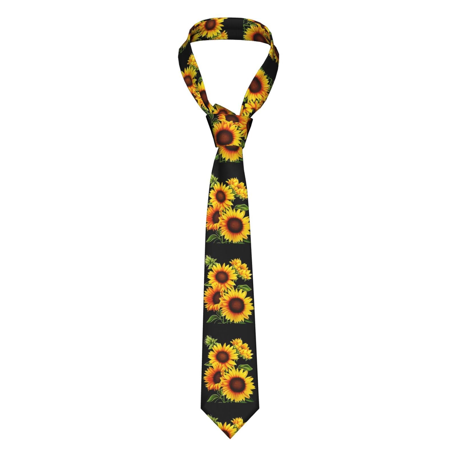 HAHAFU Summer Sunflower Men Ties Classic Silk Men'S Neckties,Formal Printed Neckties For Party Work Business Wedding