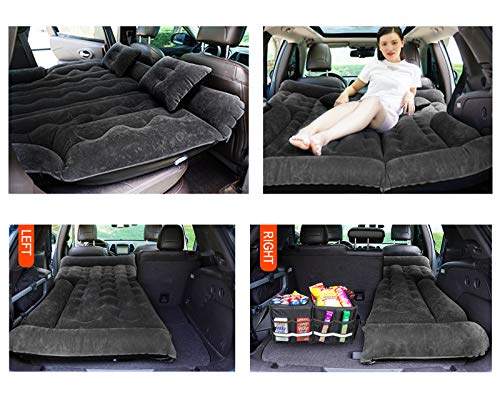 Car SUV Air Mattress Camping Bed with Pillow, Inflatable with Pump for Rest Sleep Travel Camping (Black)