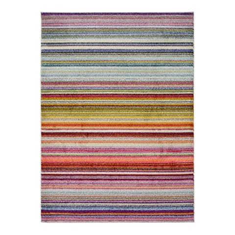 Modern Style Rugs Chateau Stripes Multicolour Pink Yellow Blue Area Rug. Living Room Bedroom Conservatory Hallway Lounge. 160x230cm Cover