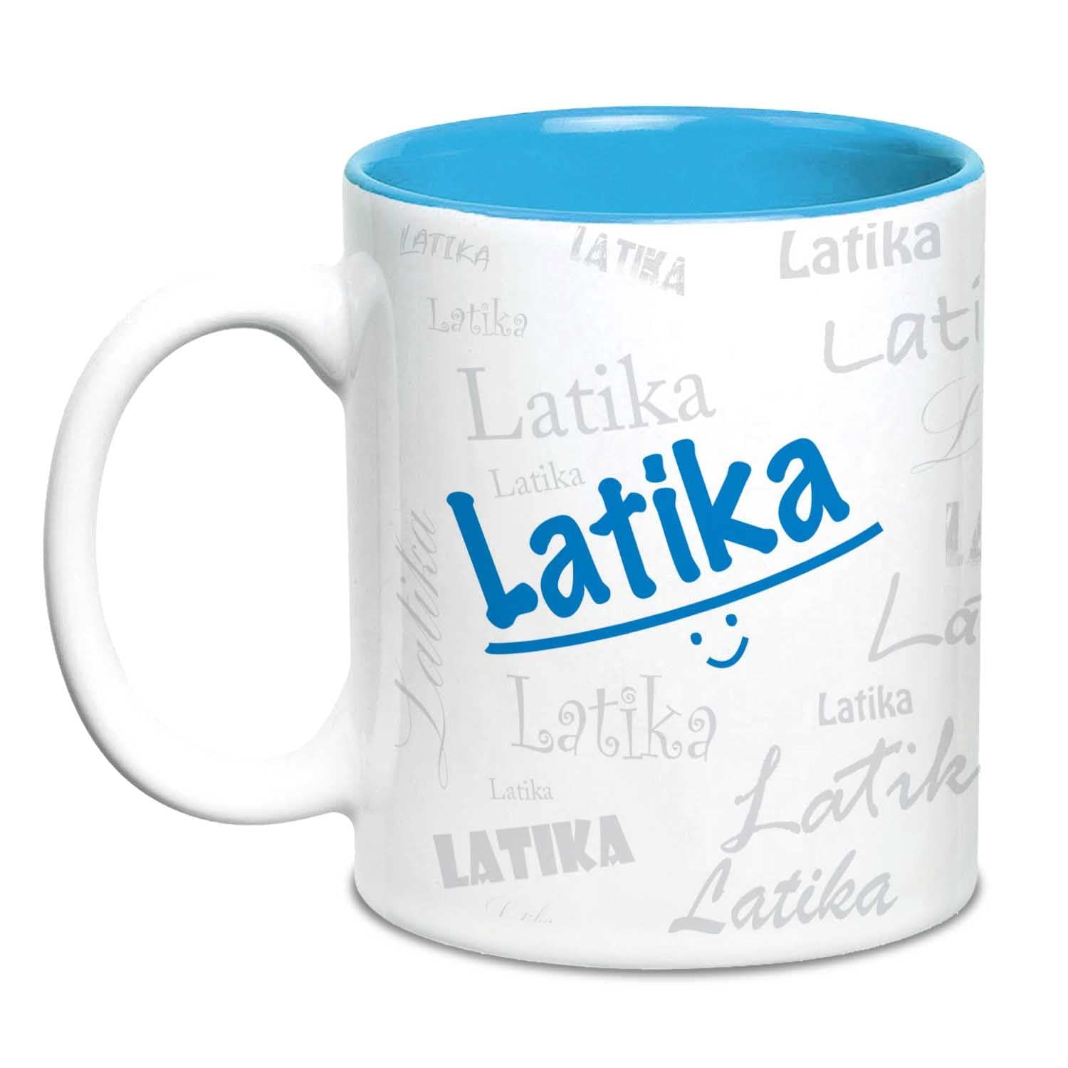 Hot MuggsMe Graffiti Mug - Latika Personalised Name Ceramic, 315ml, 1 Unit