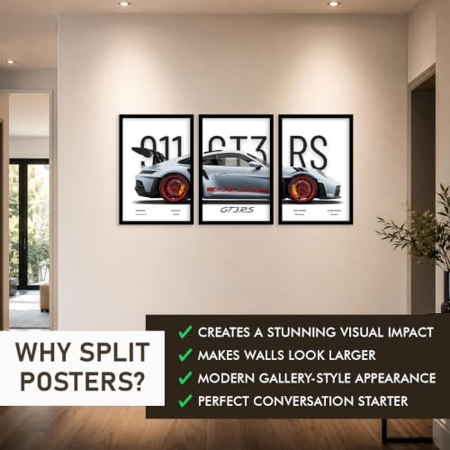 Image of Framed Wall Poster (12x18 Inch) | Inspirational Quote Wall Art | Minimalist Motivational Home Decor for Living Room & Office | Ready-to-Hang Display Frame (Posche GT3RS)