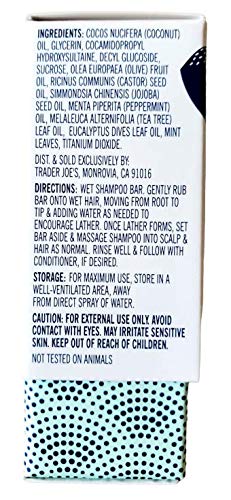 Miniatura 3 de Trader Joe's Barra de champú de menta y árbol de té con aceites de coco, oliva y jojoba, barra de 4 onzas