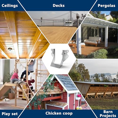 Image of 25 pcs 2x4 Joist Hangers with Screws, Galvanized Face Mount Hurricane Tie | 20-Gauge Steel Rafter Ties Clips, for Wood Posts Floor Deck Ceiling Trusses, Lumber Beam Connectors