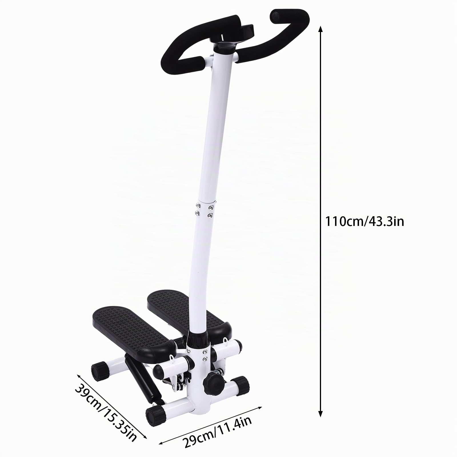 Negro Fitness Stepper, Ejercicio Stepper Fitness Stepper con manillar, para casa, apartamento, oficina, sala de estar, gimnasio, 29 x 39 x 110 cm