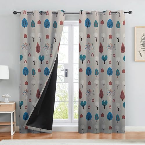 Image of BFAM Kids Blackout Curtains 9 feet Set of 1 - 100% Room Darkening, Thermal Insulated, Noise Reducing, Cute Animal & Rainbow Prints, Eyelet Curtains for Playroom, Bedroom & Nursery, Pack of 1 Curtain