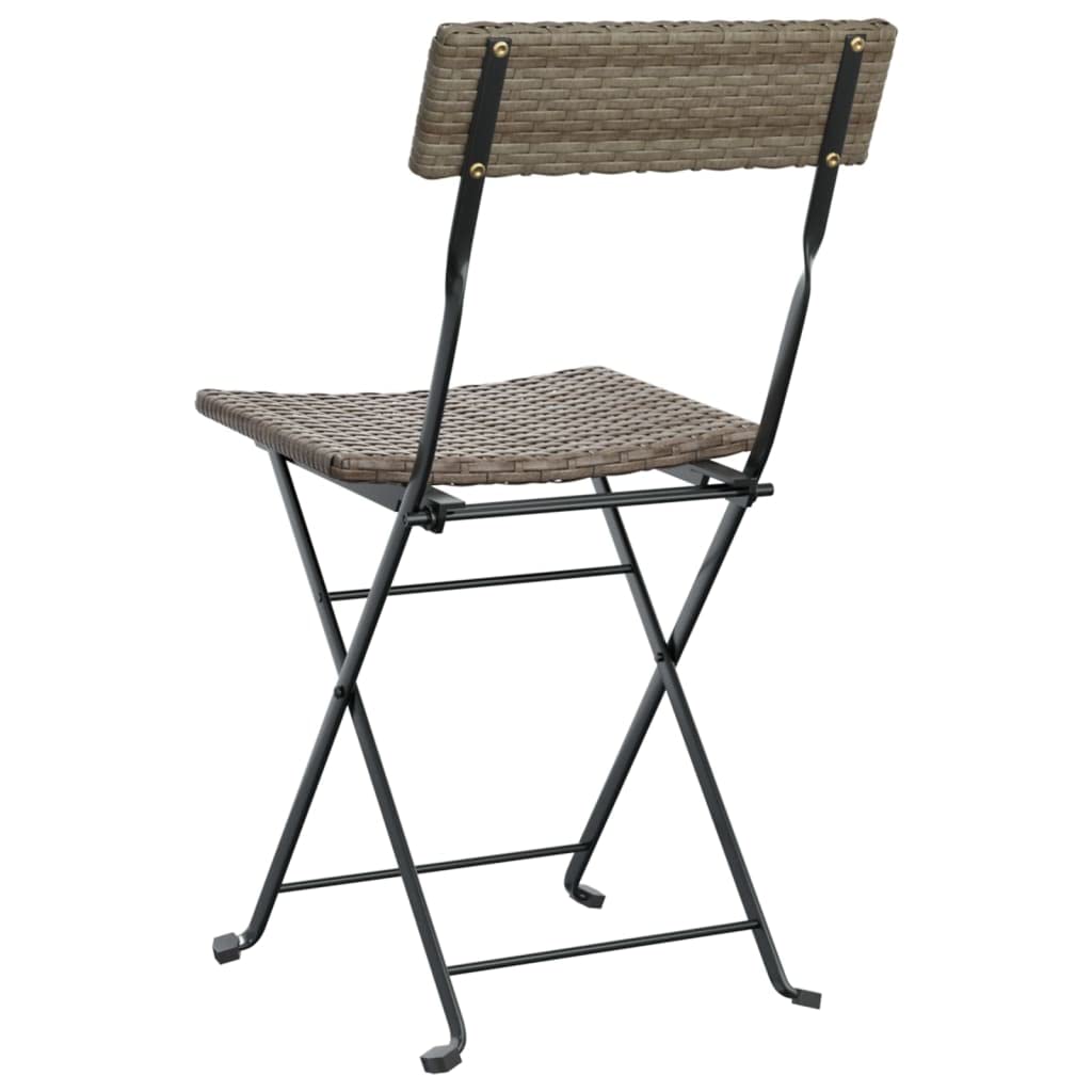 2 Sedie Pieghevoli da Bistrò in Polyrattan Grigio da Giardino | Sedute salvaspazio in rattan sintetico ideali per arredare balcone, terrazzo e piccoli spazi all aperto.