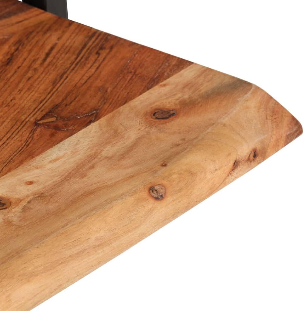 Wall Shelf Set of 2, Rustic Live Edge Solid Acacia Wood Floating Shelves with Matte Black Steel Frame for Living Room, Bathroom, Kitchen Wall Storage