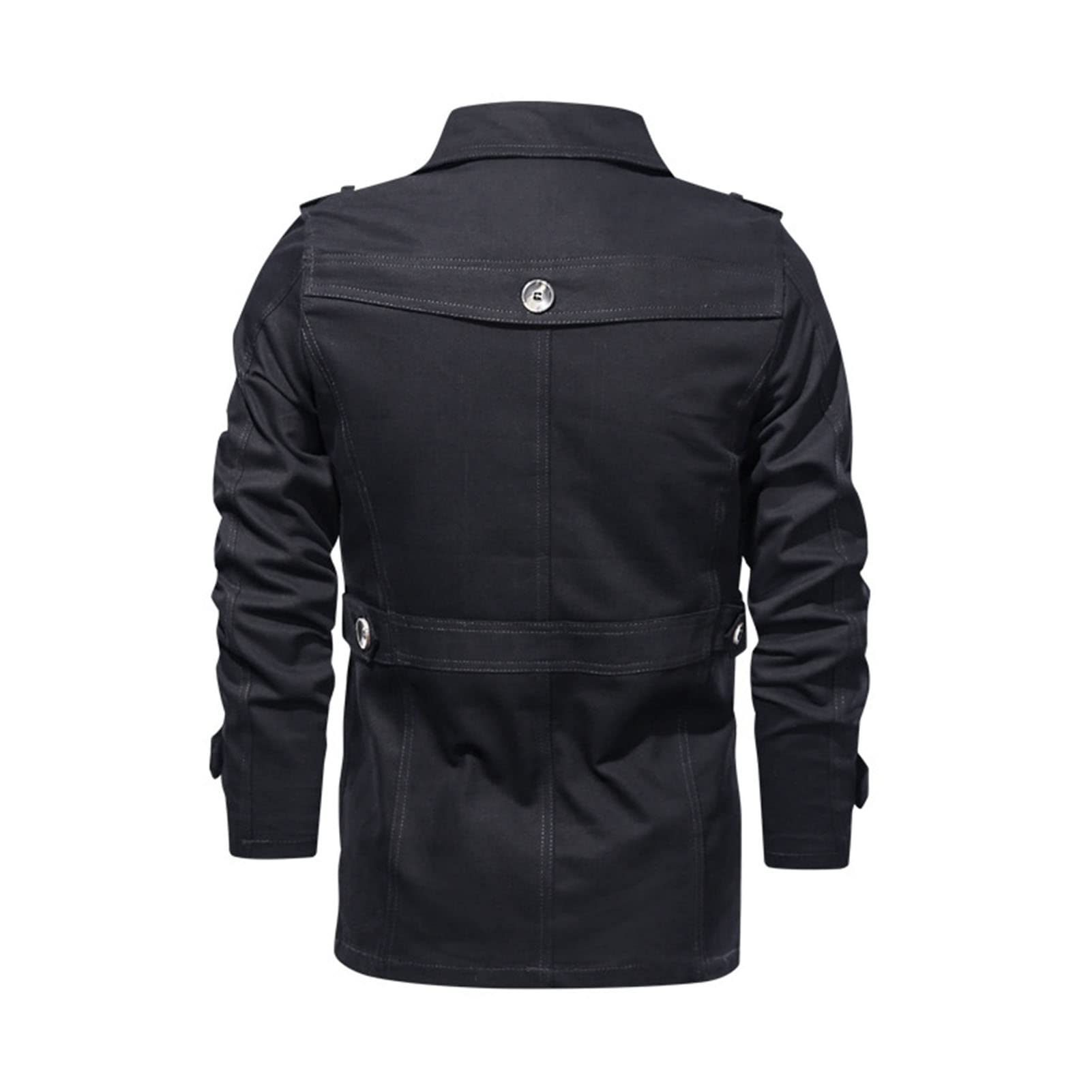 Maiyifu-GJ Men Trench Coat Single Breasted Slim fit Notch Lapel Long Jacket Lightweight Casual Button Down Windproof Overcoat (Black,Medium)