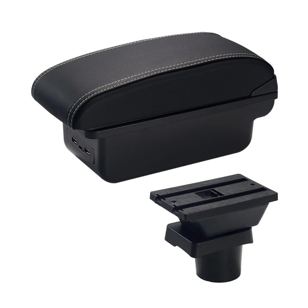Toiumops Armrest for VW UP, Car Armrest Box Center Console Store Box(C3 White Line USB)
