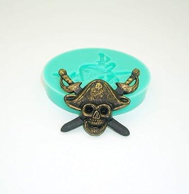 Findings Stop Brand Pirat Skull Silicon Mold Flexible Silicone Mould for Crafts, Jewelry, Resin, Scrapbooking, Polymer Clay Fondant Chocolate.