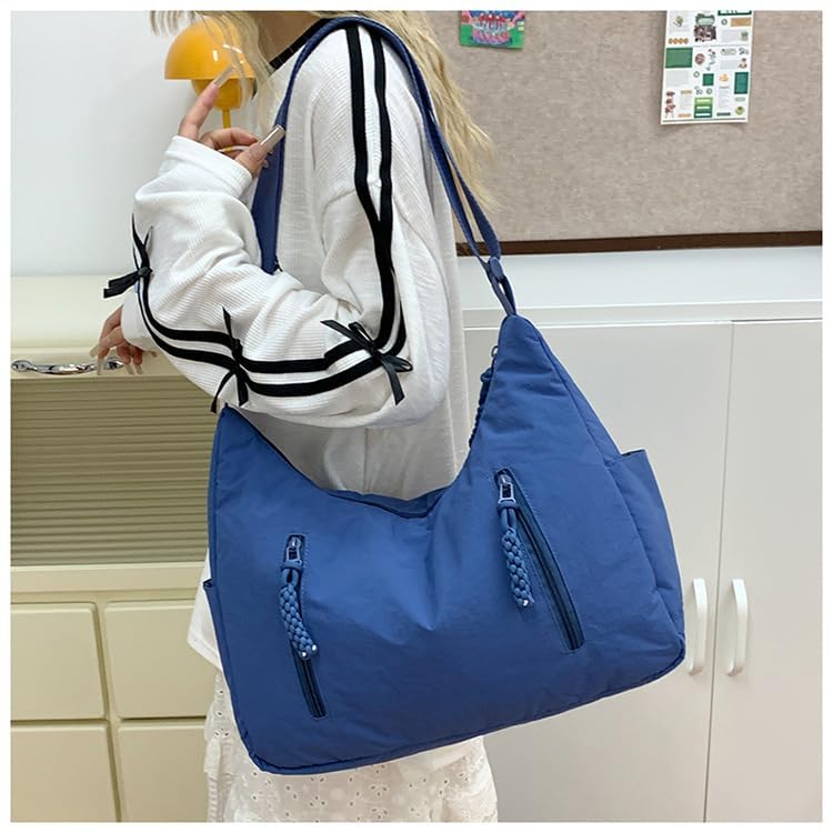 Nylon Shoulder Bag with Multiple Pockets – Lightweight, Spacious Tote with Zipper Closure for Travel & Daily Use