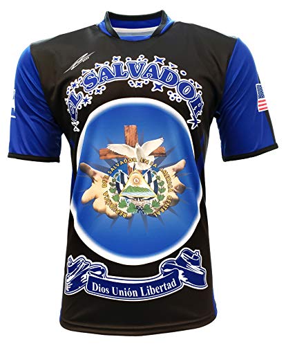 ARZA El Salvador Men Fan Jersey Black/Blue (XXXX-Large)