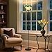 Floor Lamp with Tree Leaf Stained Glass Shade, Torchiere Floor Lamp, Tall Corner Pole Lamp with Foot Switch, Vintage Style Decorative Standing Reading Light for Living Room Bedroom(E26 Base)