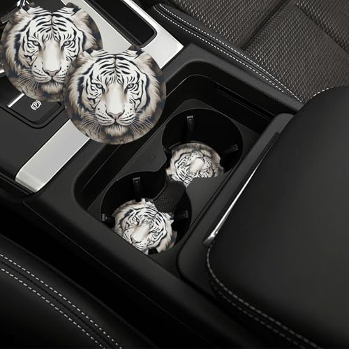 Portavasos para carro con diseño Tigre blanco 2 pcs miniatura 1