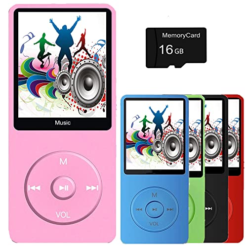 Image of MP3 Player, Music Player with 16GB Micro SD Card, Build-in Speaker /Photo /Video Play /FM Radio /Voice Recorder /E-Book Reader, Supports up to 128GB