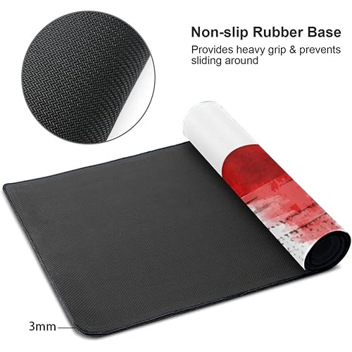 Image of Printed Gaming Mousepad - Premium Stitched Edges, Smooth Surface,Size 11x23 inches, Non-Slip Rubber Base - Ideal for Office & Gaming Setup (red Sun)