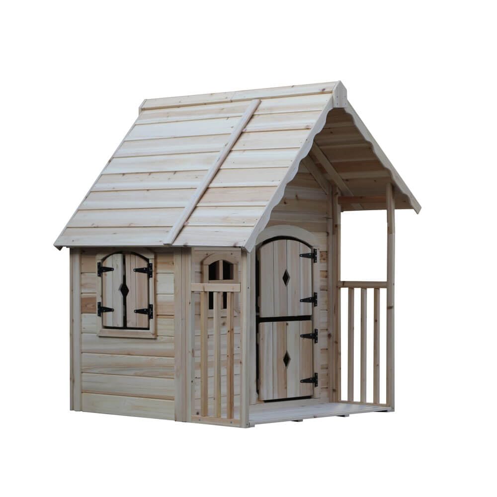 HOME DELUXE KIMI Spielhaus aus Holz – 120 x 130 x 140 cm, Terrasse, stabile Holzkonstruktion