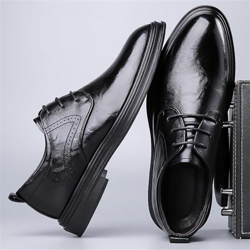 Men's Leather Lace Up Platform Dress Oxford Shoes Round Burnished Toe Low Block Heel Non Slip Shoes for Formal Office Weddings Parties Dating Casual Business Events4