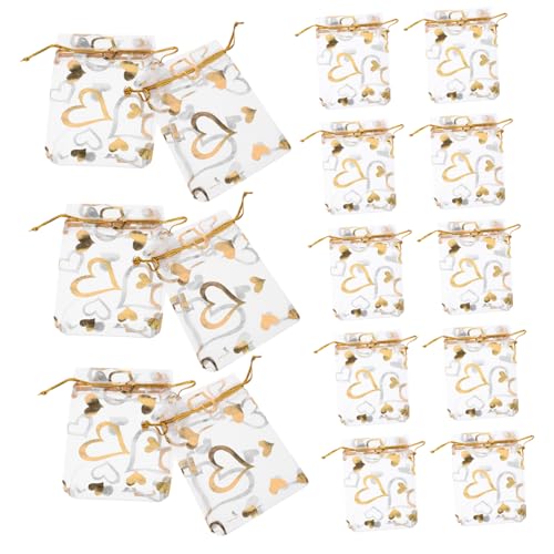 LOPUNER 100個ジュエリーポーチ 巾着バッグ 婚式や 日用のキャンディポーチ