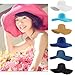 Wowlife Wide Brim Roll-up Big Beautiful Solid Color Floppy Hat (Sky Blue)
