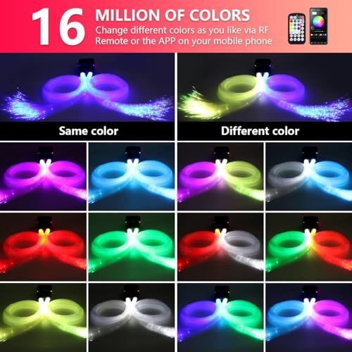 Image of Starlight Headliner Kit,Twinkle + Music Sync Dual Color Fiber Optic Star Ceiling Lights with APP Remote Control, RGBW Star Lights for Car /Home Ceiling Decor, 600pcs 9.8ft