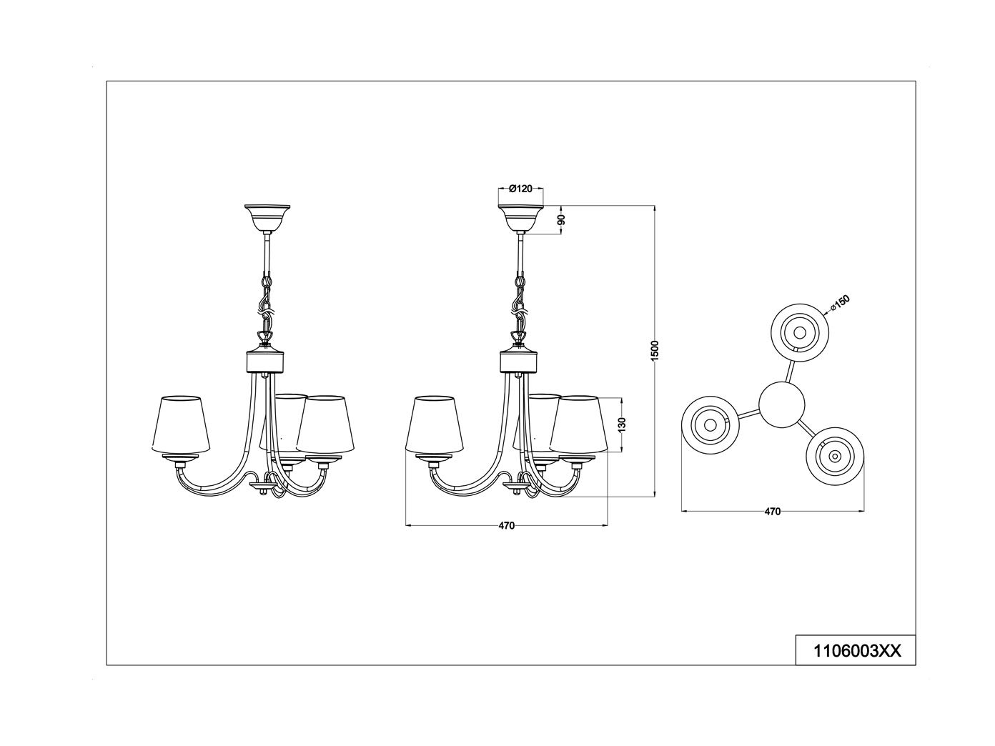 Lampadario Trio Leuchten E14 - Bianco Opaco, 47x47x150 Cm, 28W Max