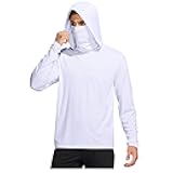 Men's Sun Protection Hoodies with Mask Lightweight Breathable UPF 50+ Fishing Shirts Long Sleeve Rash Guard Hiking Tops