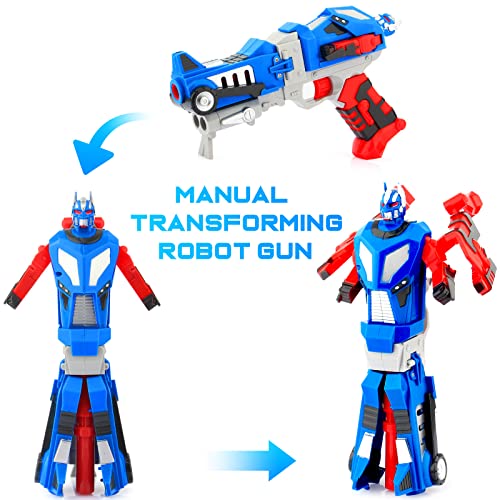 Optimus Prime Transformer Toy Gun - Transforming Foam Bullet Blaster 2-In-1 Transform Robot Pistol With 40 Soft Darts And 1 Wristband Shooting Game Strike Pistola For 3+ Year Old Kids Boys Gifts #TOP1