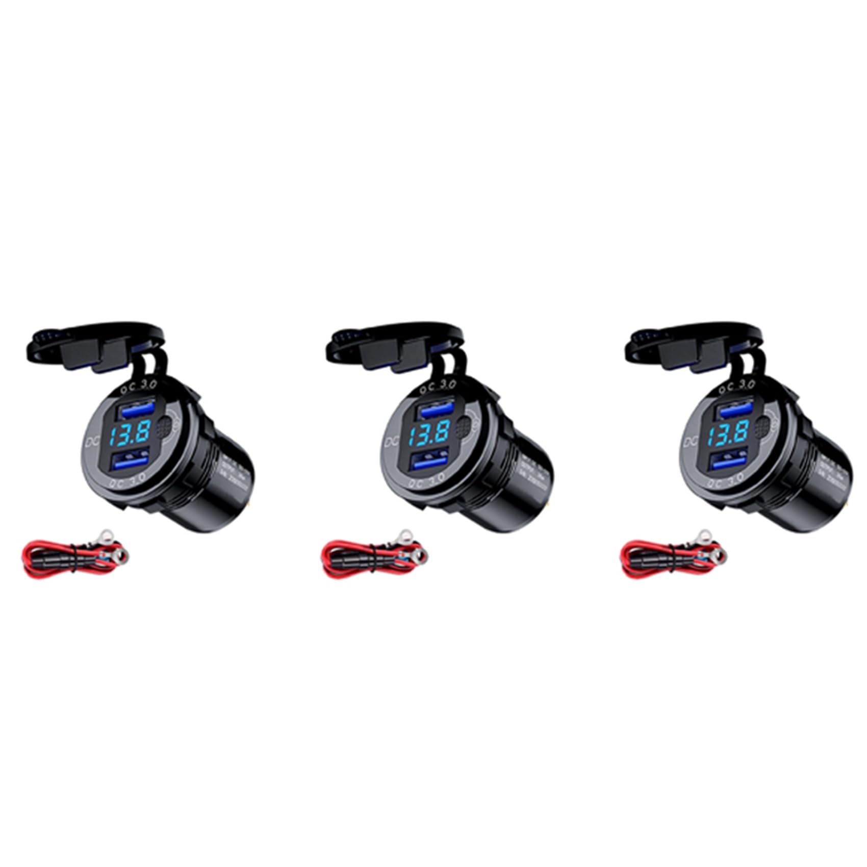 Enchufe cargador USB dual sofisticado acabado negro mate con switch táctil para carro de golf 8