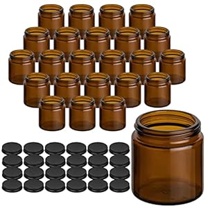 gouveo 24er Set Cremetiegel 120 ml aus Braunglas mit Schraubverschluss schwarz-matt - Leere Cremedose zum Nachfüllen - Kleine Glasdose für Kosmetik, Lotion oder Gewürze (CTB120SZM)