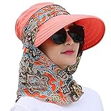 Sonnenhut Damen Sonnenmütze Outdoor Strandhut Staubdicht Sommerhut Faltbare Hut Anti-UV Atmungsaktiv mit Reißverschluss Sonnenschutz breite Krempe Kappe für Reisen Besichtigung Bergsteigen Wandern