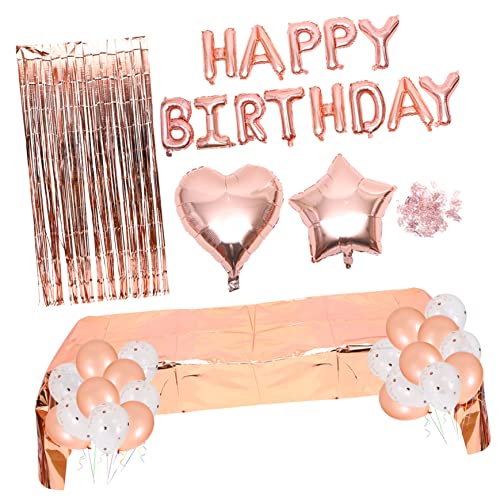FUNNETOYU Globos para Fiesta de Cumpleaños Decoración Inflable para Adolescentes Incluye Mantel Rosa Dorado para Celebraciones y